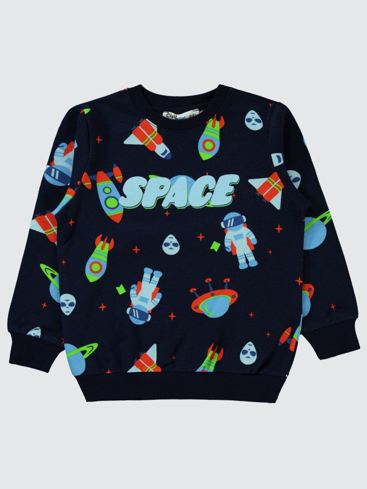 Civil Boys Space World Empirmeli 2-5 Yaş Sweatshirt - Lacivert