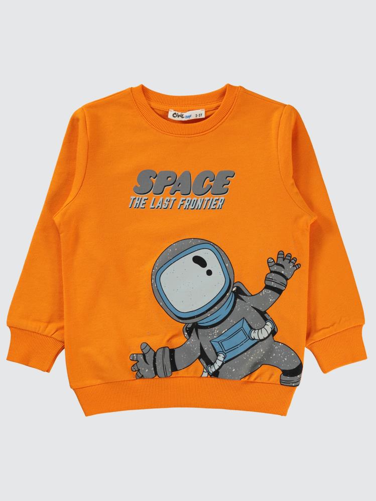 Civil Boys Astronot Baskılı 2-5 Yaş Sweatshirt - Turuncu