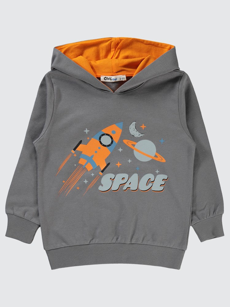 Civil Boys Space Baskılı 2-5 Yaş Sweatshirt - Gri