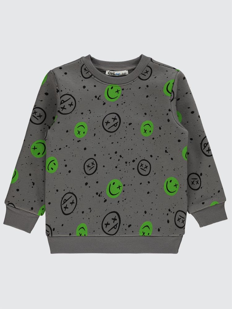 Civil Boys Emoji Empirme 2-5 Yaş Sweatshirt - Gri