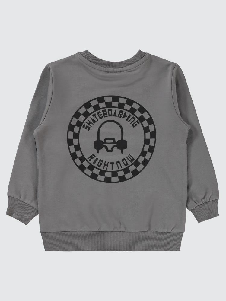 Civil Boys Skate Dama Baskılı 2-5 Yaş Sweatshirt - Gri
