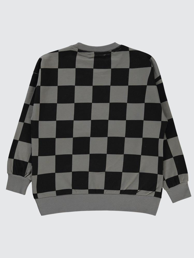 Civil Boys Renkli Dama Empirme Racer Baskılı 6-9 Yaş Sweatshirt - Gri