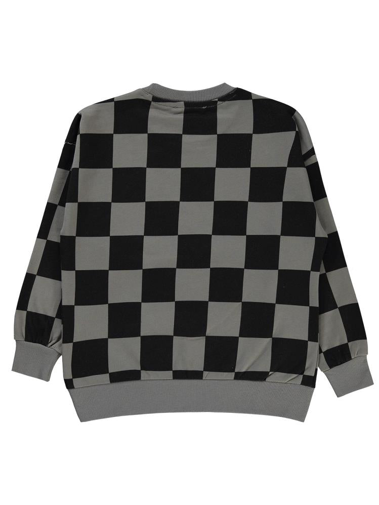 Civil Boys Renkli Dama Empirme Racer Baskılı 6-9 Yaş Sweatshirt - Gri