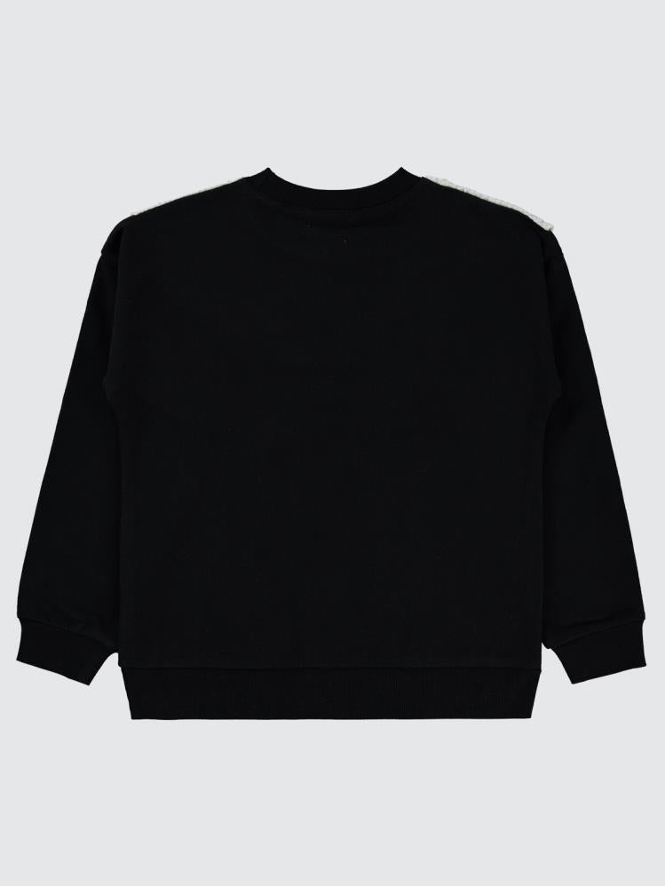 Civil Girls 2 İplik Yakalı 6-9 Yaş Sweatshirt - Siyah