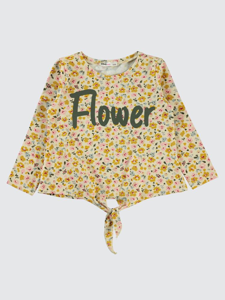 Civil Girls Mini Çiçek Empirme Baskılı 2-5 Yaş Sweatshirt - Beyaz