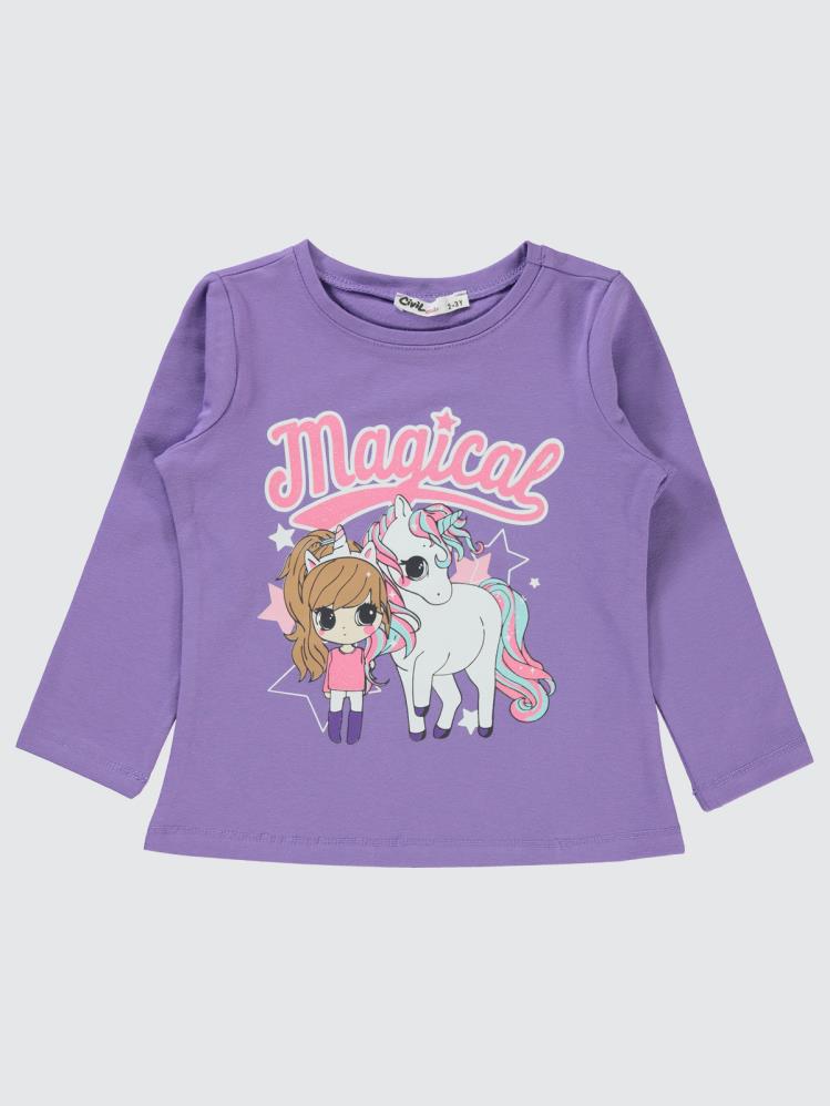 Civil Girls Magical Baskılı 2-5 Yaş Sweatshirt - Lila