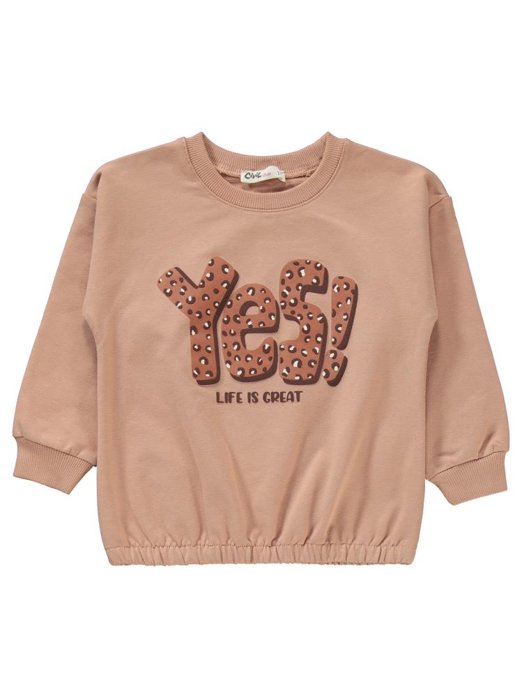 Civil Girls Yes Leopar Baskılı 2-5 Yaş Eşofman Takımı - Turuncu