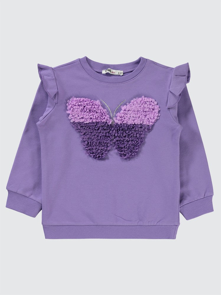 Civil Girls Kelebek Laseli 2-5 Yaş Sweatshirt - Lila