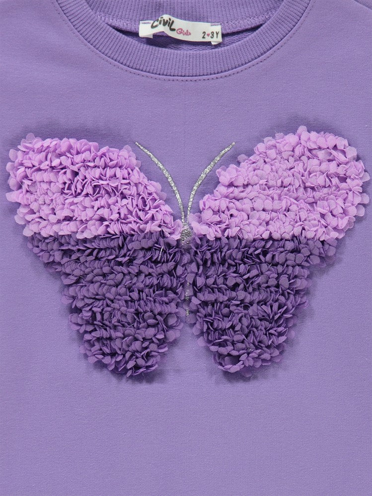 Civil Girls Kelebek Laseli 2-5 Yaş Sweatshirt - Lila