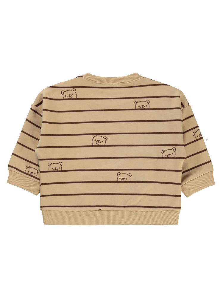 Civil Baby Çizgili Ayıcık Empirmeli 6-18 Ay Sweatshirt - Kahverengi