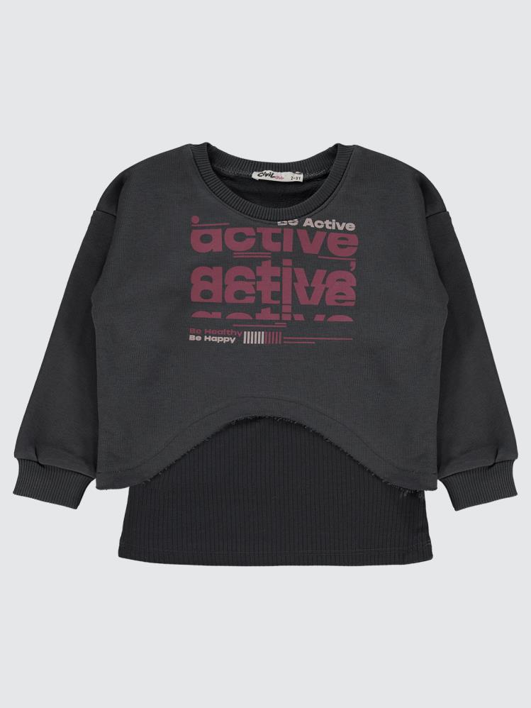 Civil Girls Active Baskılı 2-5 Yaş Sweatshirt - Gri
