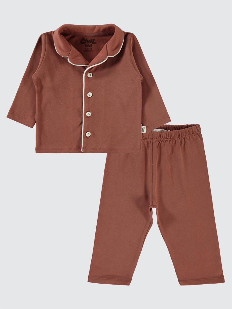 Civil Baby Düz Basic 6-18 Ay Pijama Takımı - Kahverengi