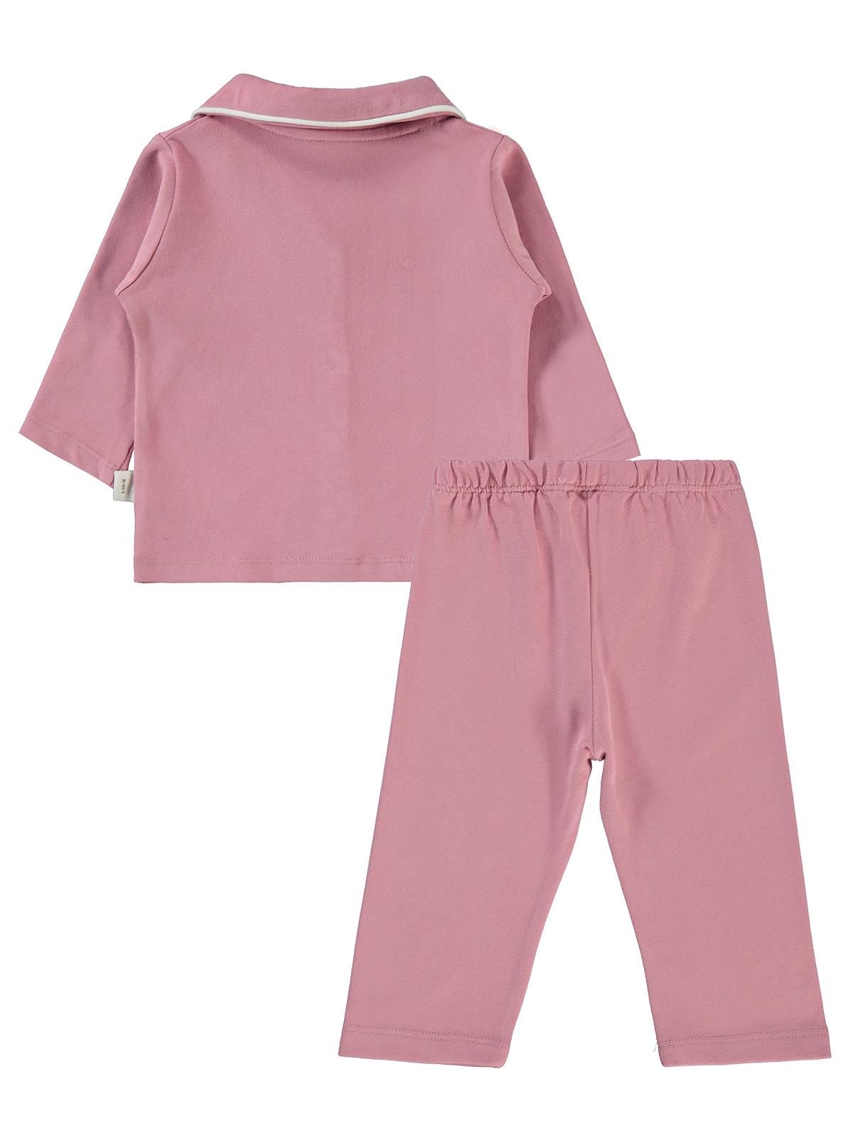 H158 Civil Baby Düz Basic 6-18 Ay Pijama Takımı - Pudra