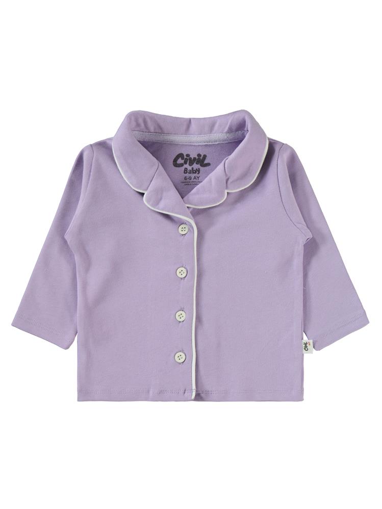 H158 Civil Baby Düz Basic 6-18 Ay Pijama Takımı - Lila