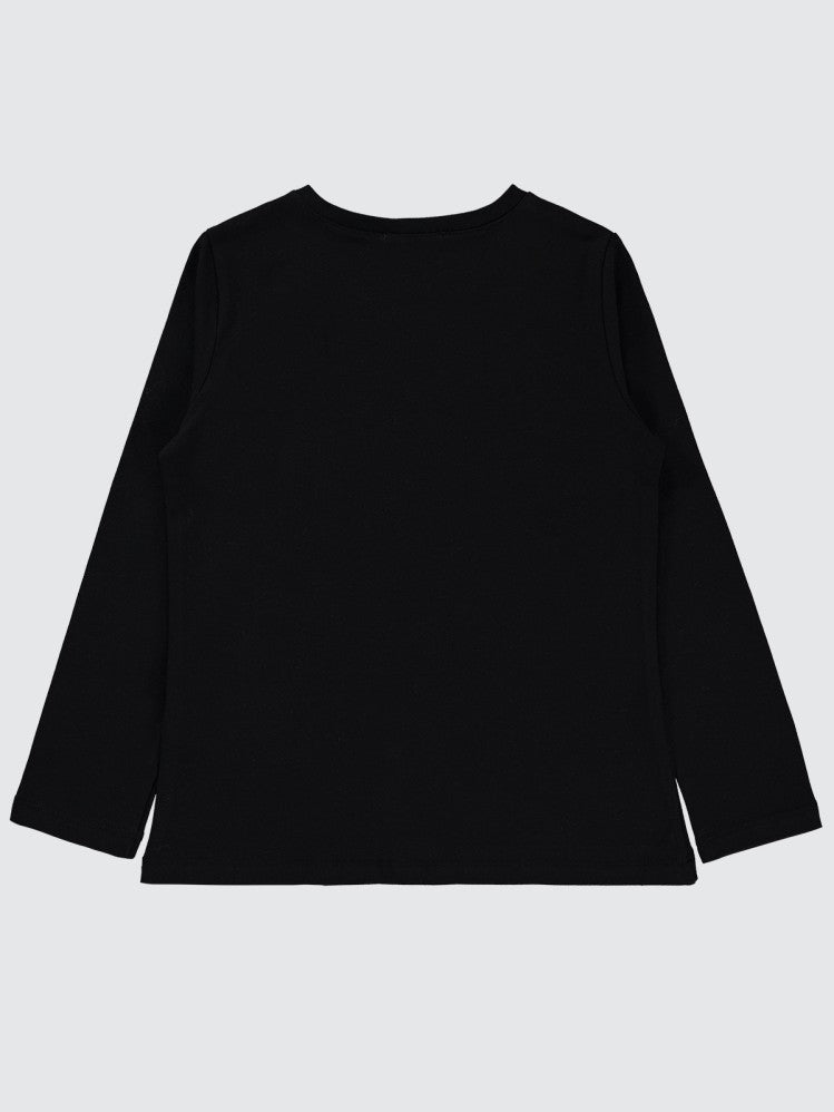 Civil Girls Hello Baskılı 6-9 Yaş Sweatshirt - Siyah
