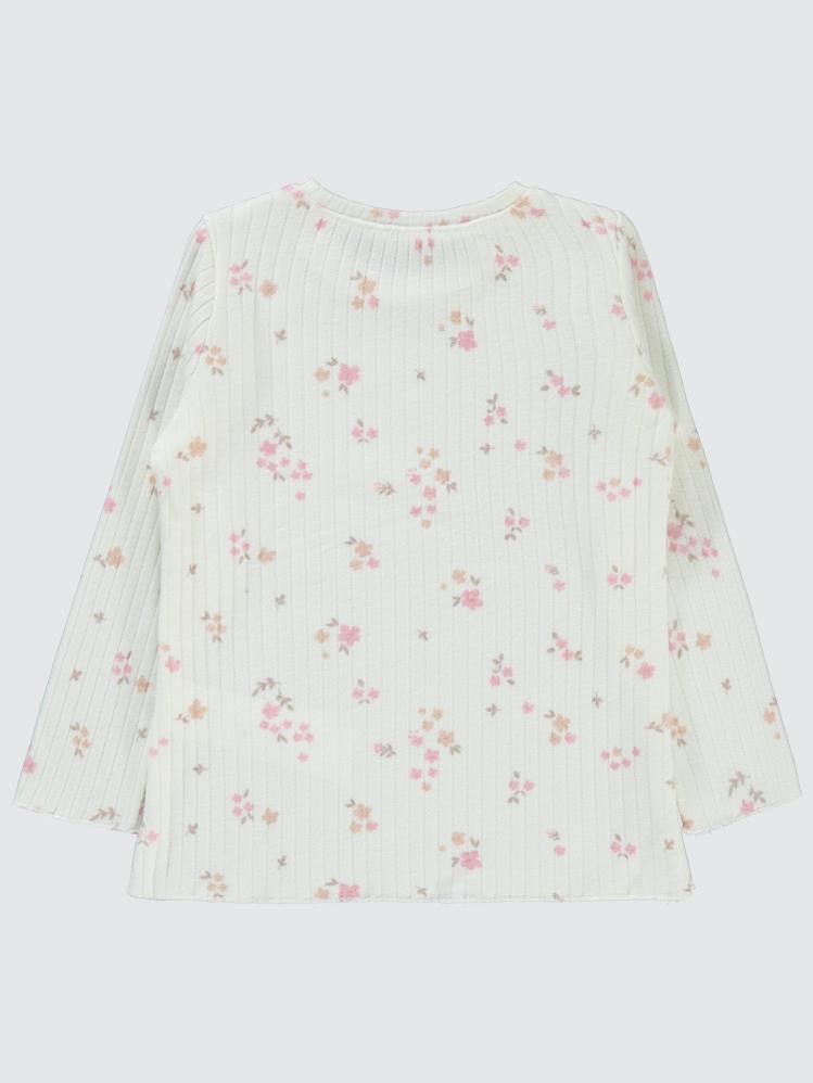 Civil Girls Mini Yapraklı Çiçek Emp. 2-5 Yaş Sweatshirt - Ekru
