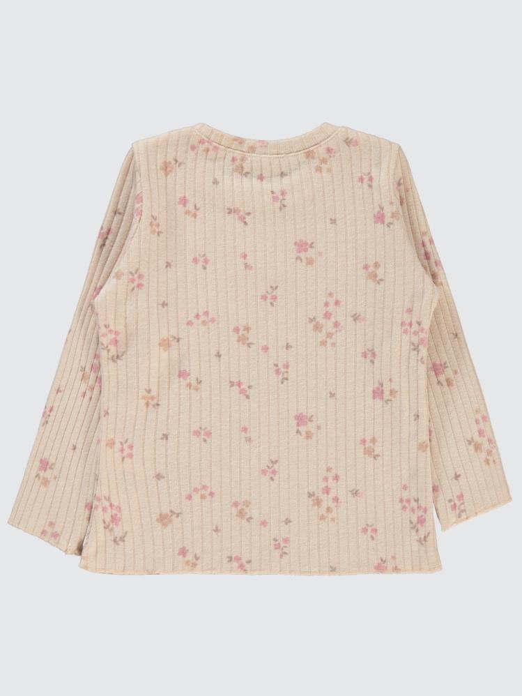 Civil Girls Mini Yapraklı Çiçek Emp. 2-5 Yaş Sweatshirt - Pudra