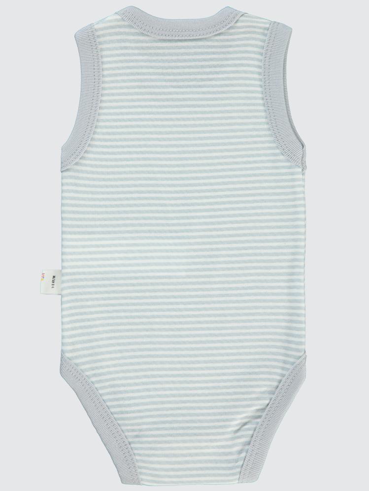 Civil Baby Çizgili Empirme 1-36 Ay Çıtçıtlı Badi - Gri