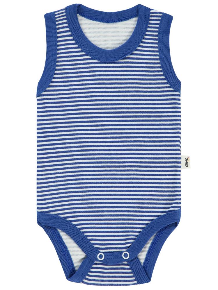 Civil Baby Çizgili Empirme 1-36 Ay Çıtçıtlı Badi - Lacivert
