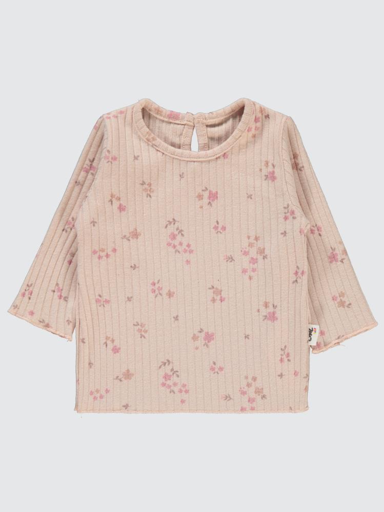 Civil Baby Mini Yaprak ve Çiçek Empirmeli 6-18 Ay Sweatshirt - Pudra