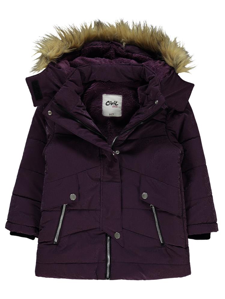 Civil Girls Damla Desenli 6-9 Yaş Mont - Lila