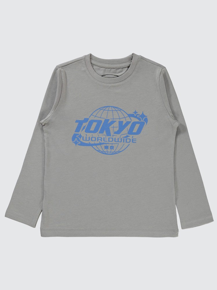 Civil Boys Tokyo Baskılı 6-9 Yaş Sweatshirt - Gri