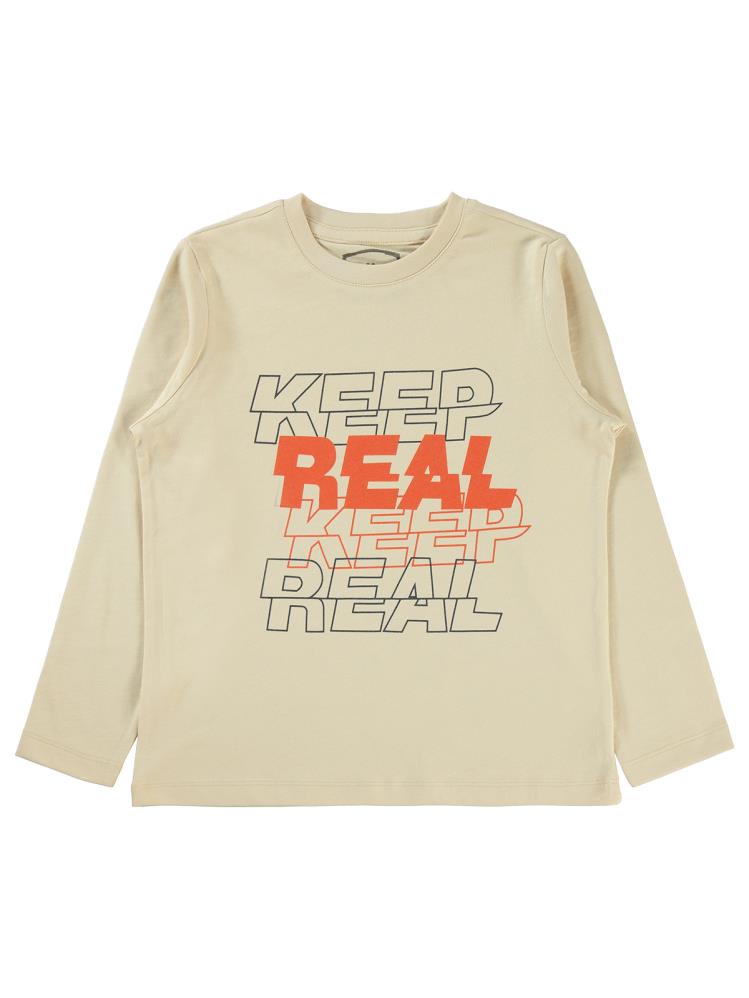Civil Boys Keep Real Baskılı 6-9 Yaş Sweatshirt - Bej