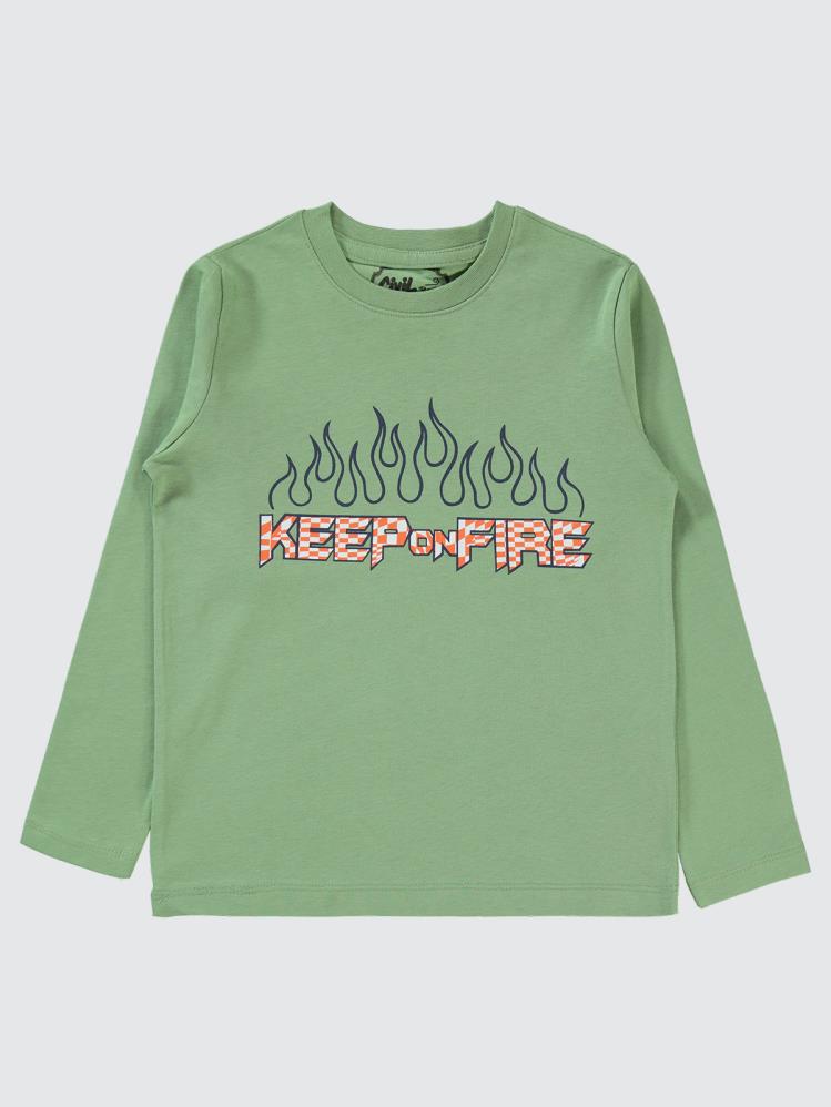 Civil Boys Keep On Fire Baskılı 6-9 Yaş Sweatshirt - Haki