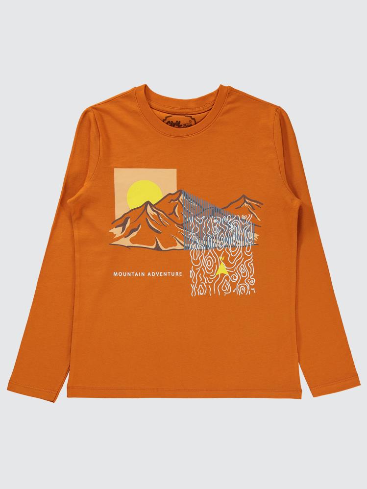 Civil Boys Mountain Baskılı 10-13 Yaş Sweatshirt - Turuncu