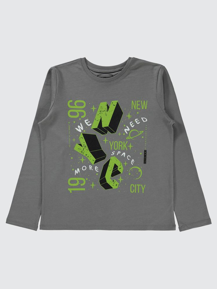 Civil Boys New York Baskılı 10-13 Yaş Sweatshirt - Gri