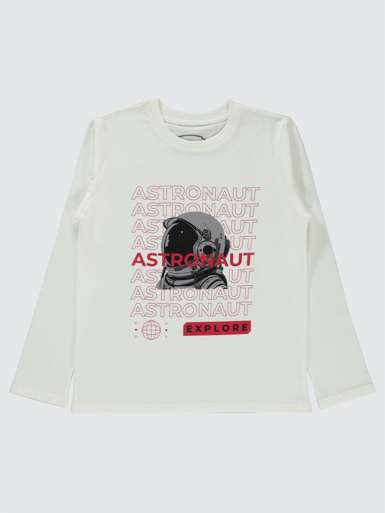 Civil Boys Astronaut Baskılı 10-13 Yaş Sweatshirt - Ekru