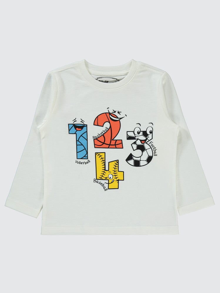 Civil Boys 1-2-3-4 Soccer Baskılı 2-5 Yaş Sweatshirt - Ekru