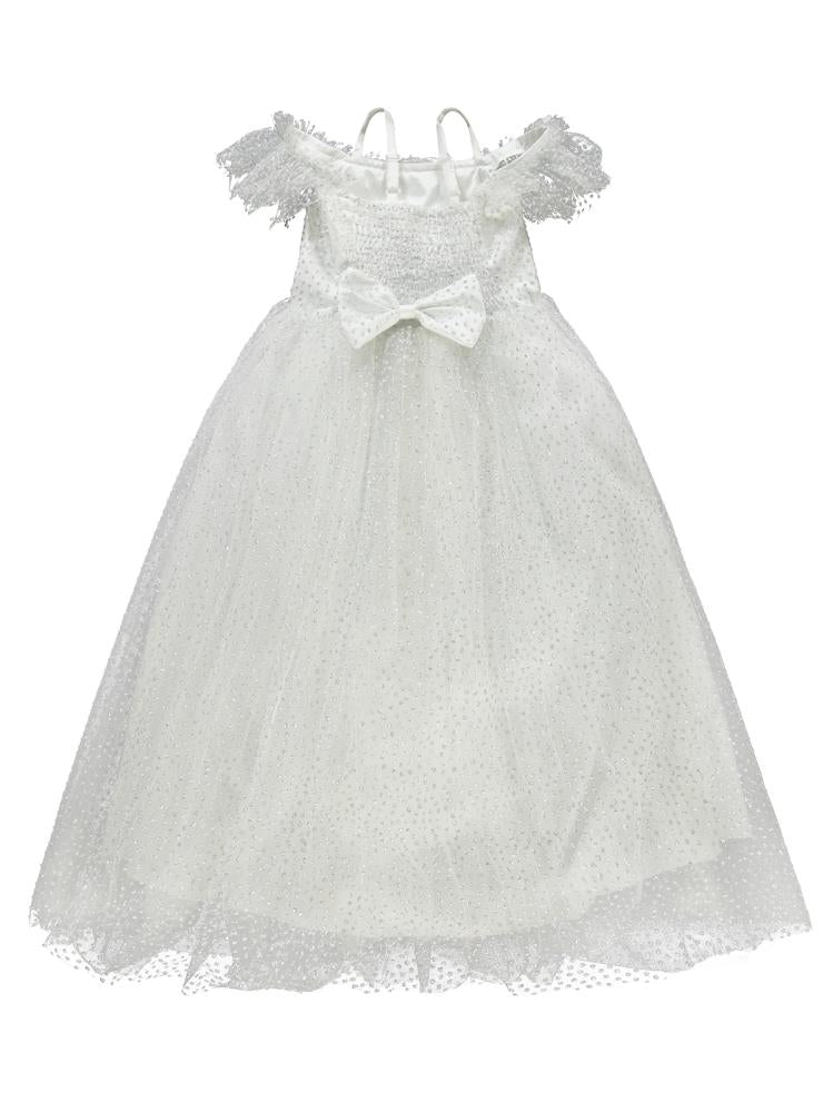 Civil Girls Çiçek Aksesuarlı 6-9 Yaş Abiye - Bej