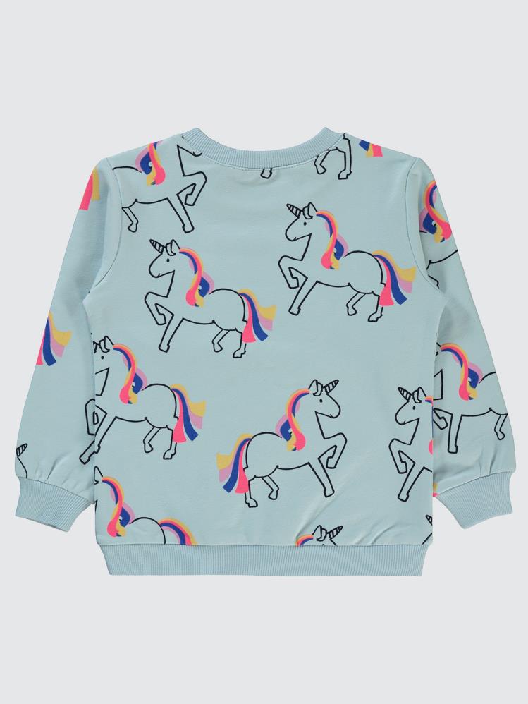 Civil Girls Renkli Unicorn Empirme 2-5 Yaş Sweatshirt - Mavi