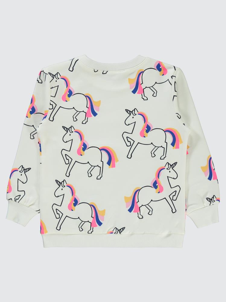 Civil Girls Renkli Unicorn Empirme 2-5 Yaş Sweatshirt - Ekru