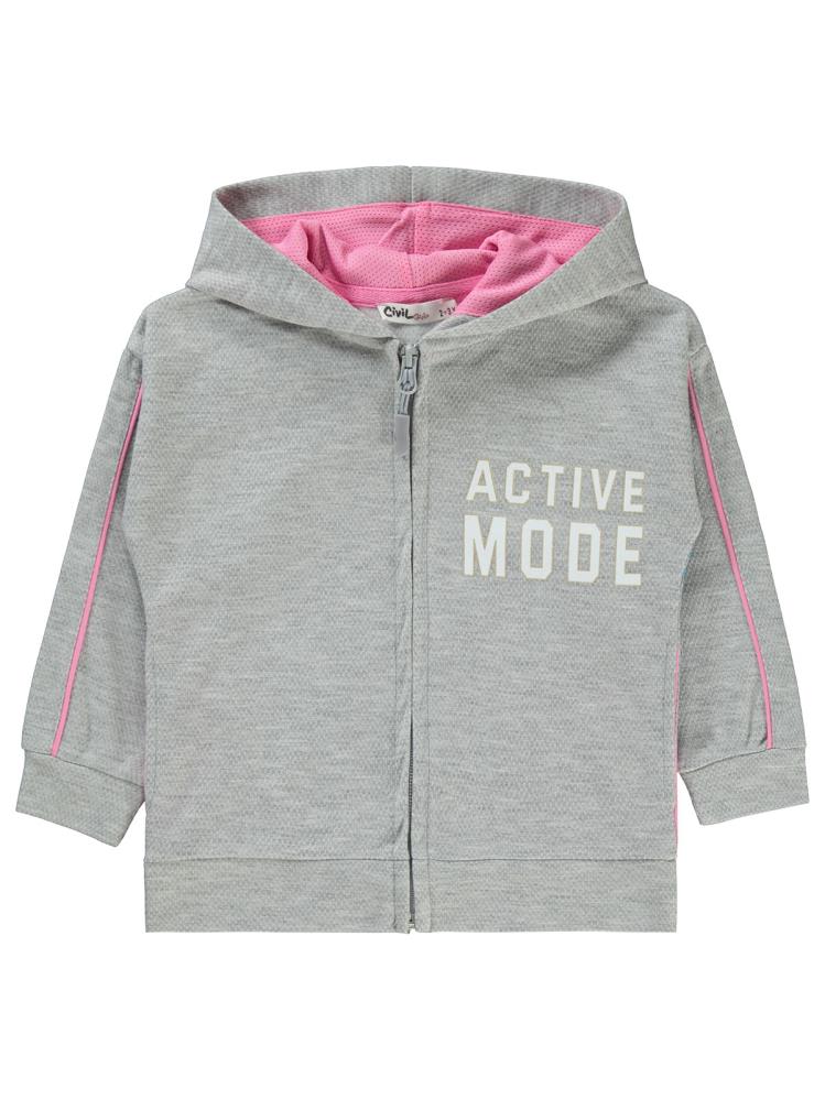 Civil Girls Active Mode Baskılı 2-5 Yaş Hırka - Gri