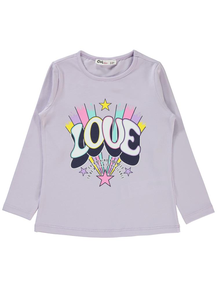 Civil Girls Love Baskılı 2-5 Yaş Sweatshirt - Lila