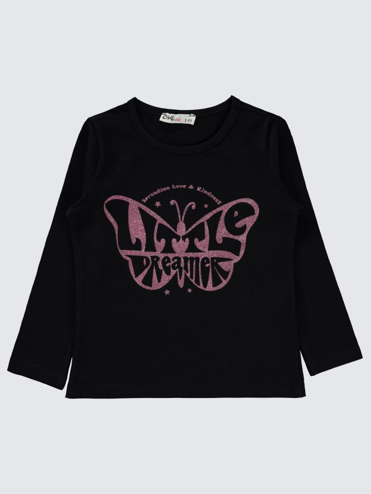 Civil Girls Little Dreamer Baskılı 2-5 Yaş Sweatshirt - Siyah