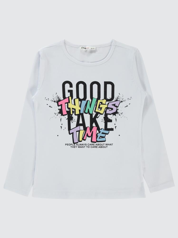 Civil Girls Good Things Baskılı 6-9 Yaş Sweatshirt - Beyaz