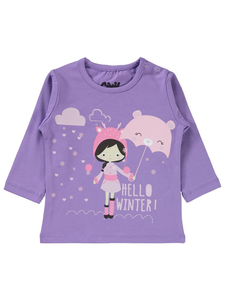 Civil Baby Hello Winter Baskılı 6-18 Ay Sweatshirt - Lila