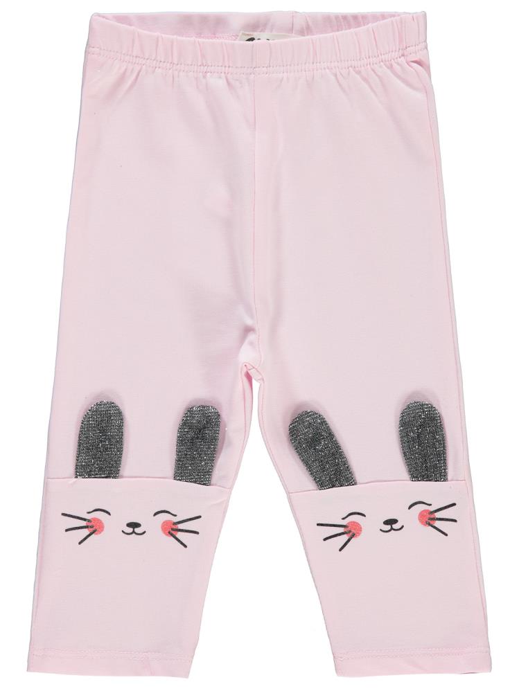 Civil Baby Kulaklı Tavşan Baskı 6-18 Ay Uzun Tayt - Pembe