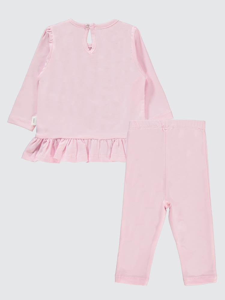 Civil Baby Kulaklı Tavşan Baskı 6-18 Ay Taytlı Takım - Pembe
