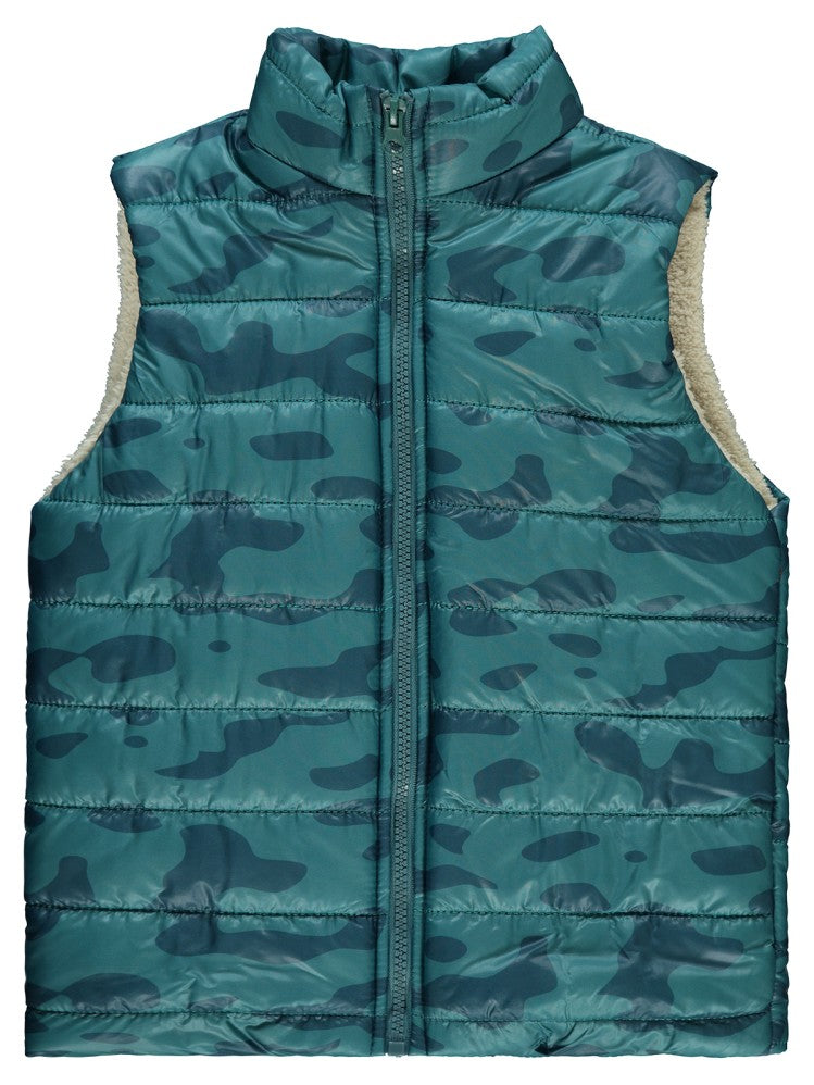 Civil Boys Kamuflaj Desen Velsoftlu 6-9 Yaş Yelek - Yeşil