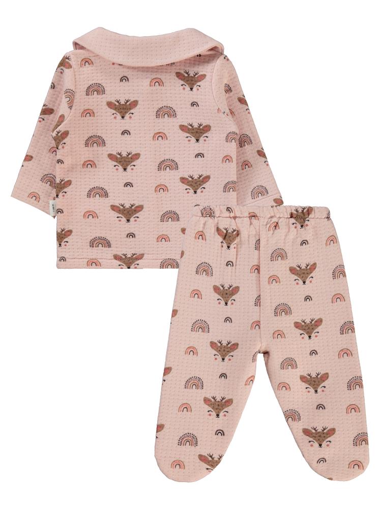 Civil Baby Gökkuşağı Etiketli 1-6 Ay Pijama Takımı - Pudra