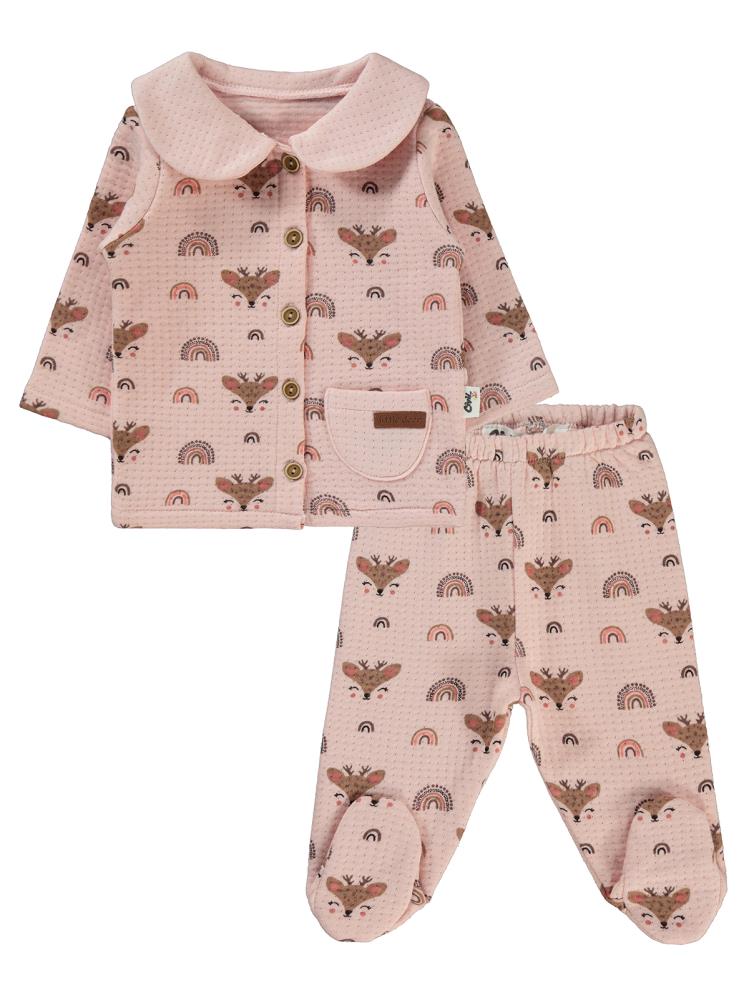 Civil Baby Gökkuşağı Etiketli 1-6 Ay Pijama Takımı - Pudra