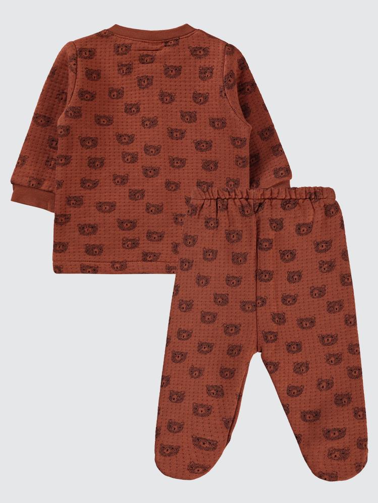 Civil Baby Ayıcık Empirmeli 1-6 Ay Pijama Takımı - Kahverengi
