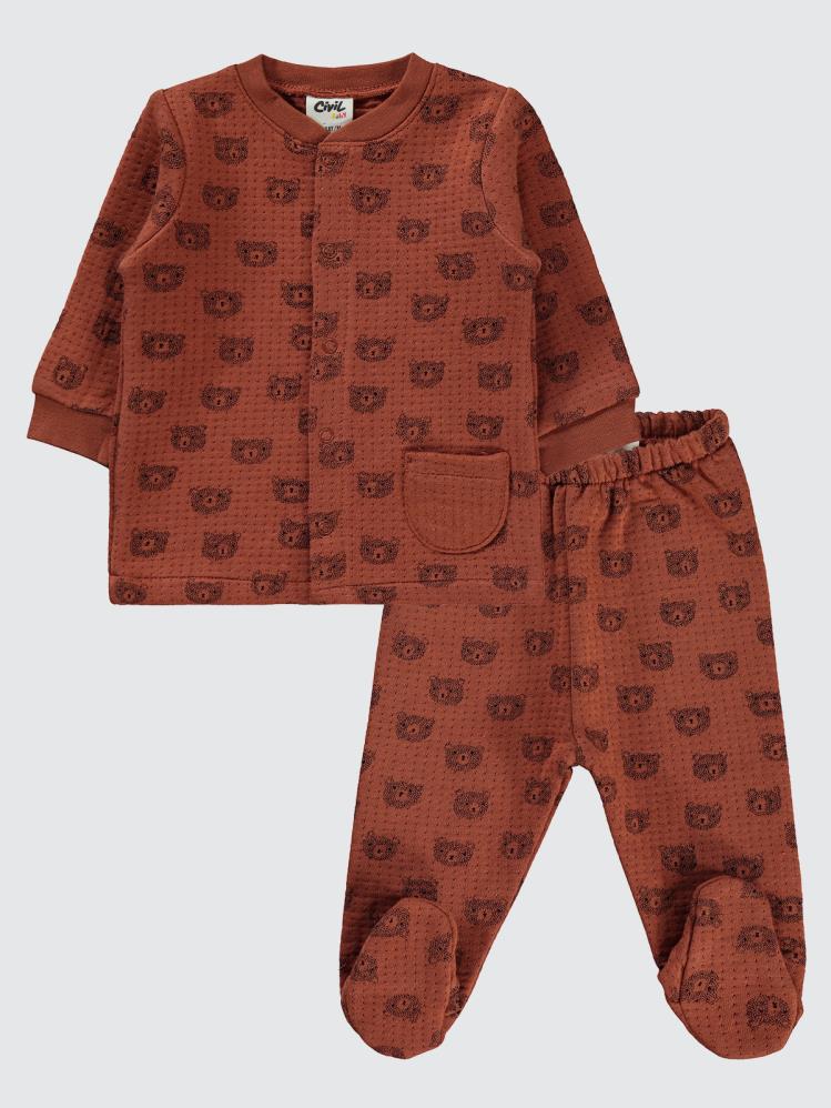 Civil Baby Ayıcık Empirmeli 1-6 Ay Pijama Takımı - Kahverengi