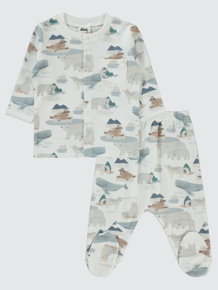 Civil Baby Hibernation Empirme 1-6 Ay Pijama Takımı - Ekru