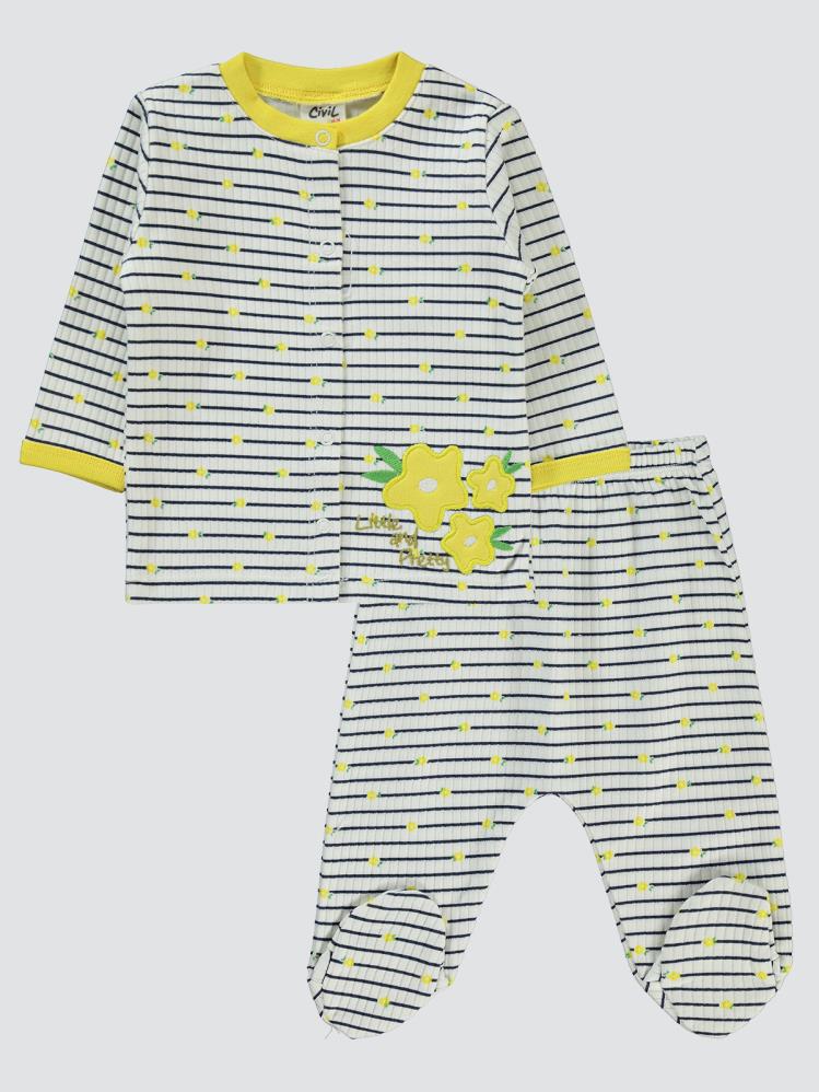 Civil Baby Lıttle And Pretty Empirme 1-6 Ay Pijama Takımı - Sarı