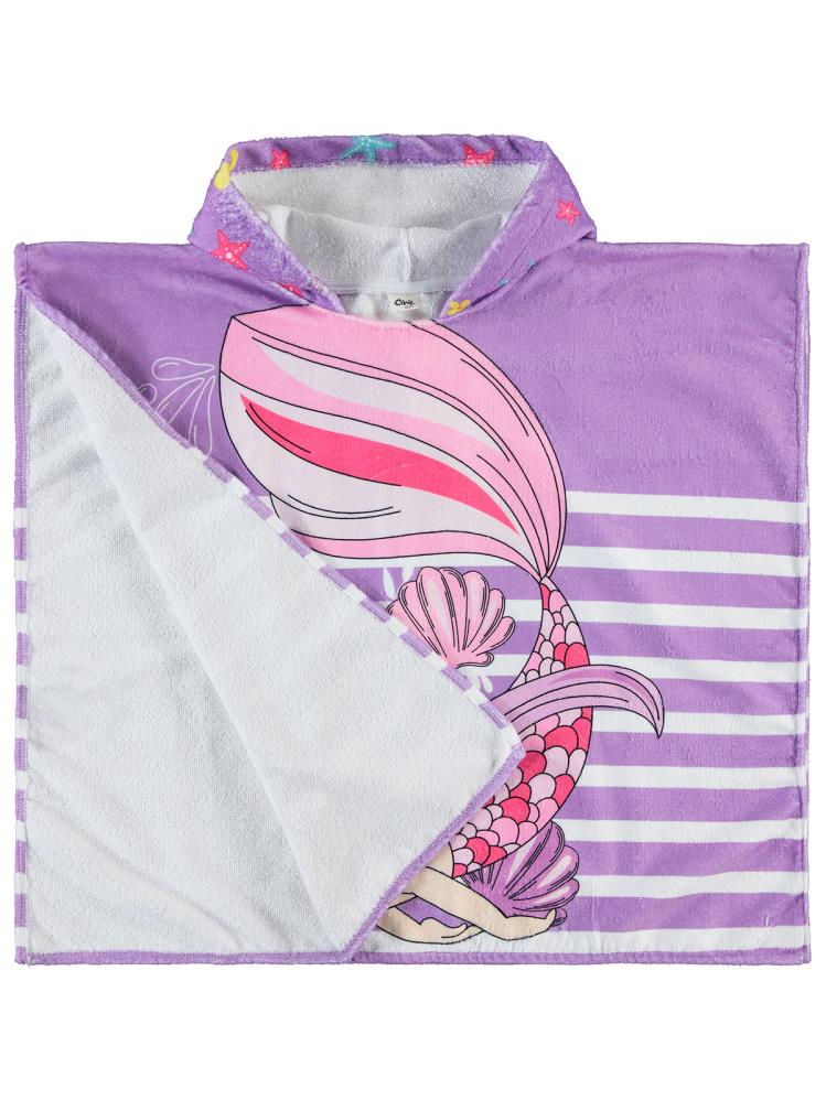 Civil Girls Deniz Kızı Baskılı 70x130 Cm Pelerin - Lila